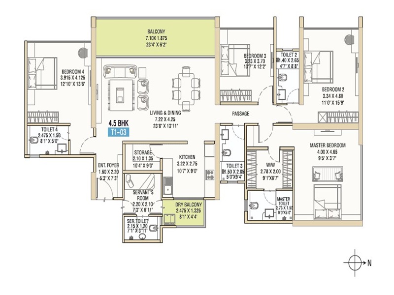 4.5 BHK Floor Plan